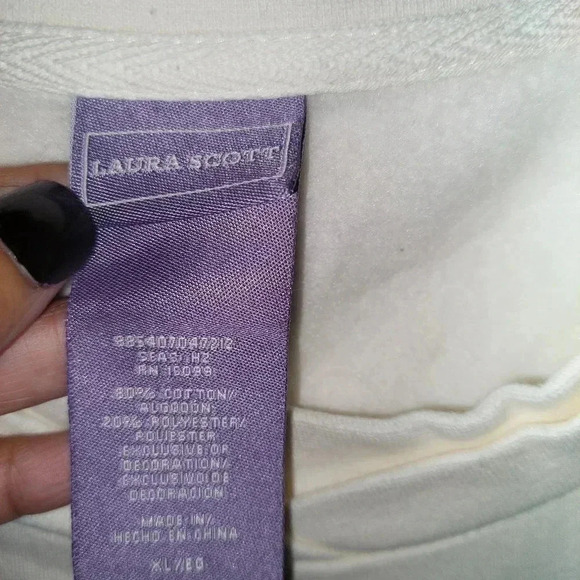 Laura Scott Christmas Off White Sweater Red Cardinal Bling Size XL - Picture 6 of 6